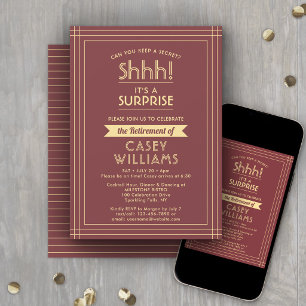 Invitación Fiesta de Jubilación Sorpresa Elegante Burgundy &