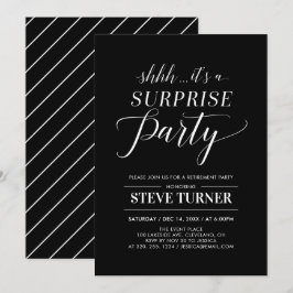 Invitación Fiesta de Jubilación Sorpresa Minimalista en Blanc