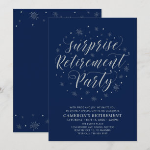 Invitación Fiesta de jubilación sorpresa moderna en plata y a