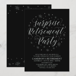 Invitación Fiesta de jubilación sorpresa moderna Silver & Bla