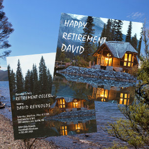 Invitación Fiesta de Jubilación Tema de cabaña con nombre