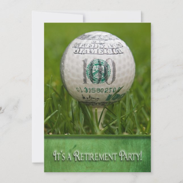 Invitación Fiesta de Jubilación Tema de golf (Anverso)