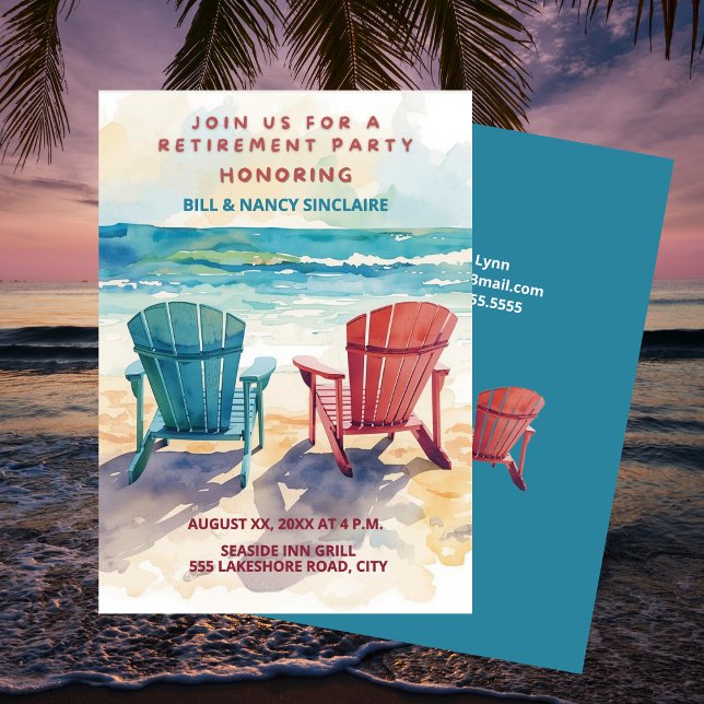 Invitación Fiesta de Jubilación Tema de Playa Casual Divertid (Retirement Party Beach Theme Casual Fun Invitation)