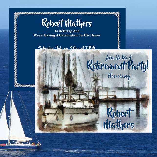 Invitación Fiesta de Jubilación - Tema de Vela (Retirement Party - Sailing Theme Invitation)