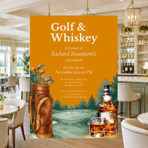 Invitación Fiesta de jubilación temática de golf y whisky chi