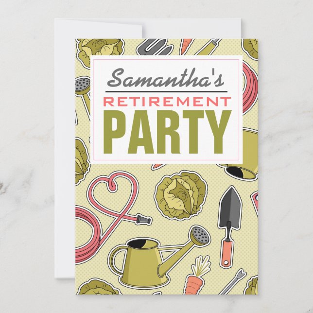 Invitación Fiesta de Jubilación Temática de Jardinería (Anverso)