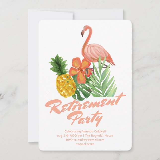 Invitación Fiesta de Jubilación Tropical (Anverso)