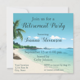 Invitación Fiesta de Jubilación Tropical Beach Palm Trees