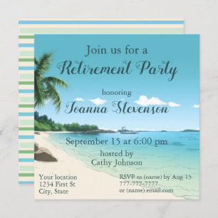 Invitación Fiesta de Jubilación Tropical Beach Palm Trees