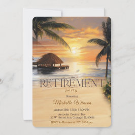 Invitación Fiesta de Jubilación Tropical Con Atardecer