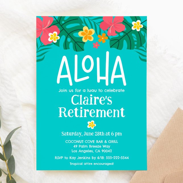 Invitación Fiesta de Jubilación Tropical Luau Aloha (Subido por el creador)
