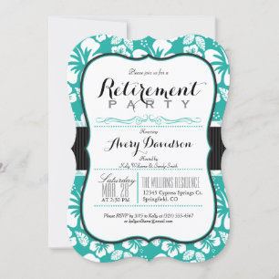 Invitación Fiesta de Jubilación Tropical Turquesa y Blanca