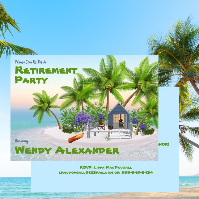 Invitación Fiesta de Jubilación - Vacaciones divertidas (Retirement Party - Fun Vacation Invitation)