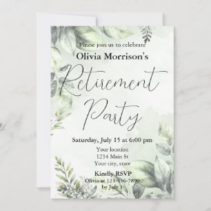 Invitación Fiesta de Jubilación Verde Masaje Botánico
