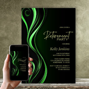 Invitación Fiesta de Jubilación Verde Negra Moderna