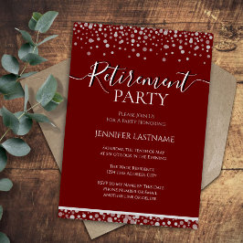Invitación Fiesta de Jubilación Vino y Confetti Plateado