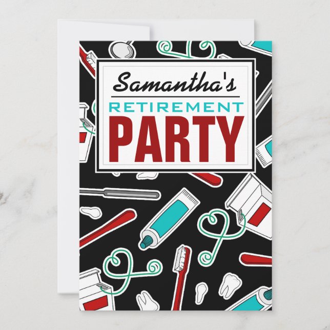 Invitación Fiesta de jubilaciones dentales/higiénicas (Anverso)