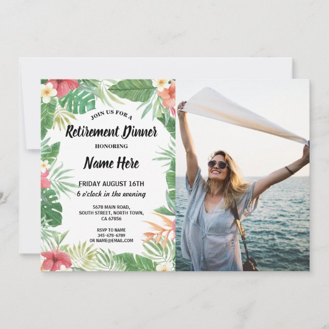 Invitación Fiesta de jubilaciones tropicales Aloha Luau (Anverso)