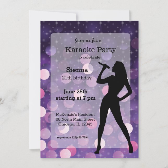 Invitación Fiesta de Karaoke (Anverso)