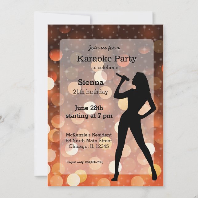 Invitación Fiesta de Karaoke (Anverso)