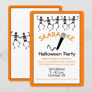 Invitación Fiesta de Karaoke de Halloween Esqueletos Bailarin