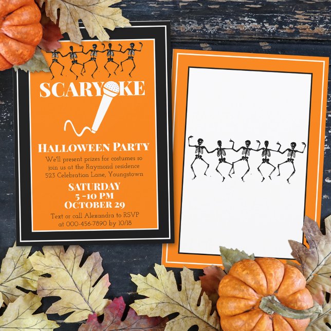 Invitación Fiesta de Karaoke de Halloween Esqueletos Personal (Subido por el creador)