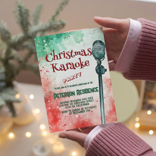 Invitación Fiesta de karaoke de Navidades verdes y rojos de m (Subido por el creador)