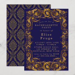 Invitación Fiesta de la Bachelorette con el oro azul de la Co