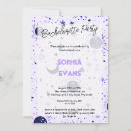 Invitación Fiesta de la Bachelorette de la Boda moderna celes