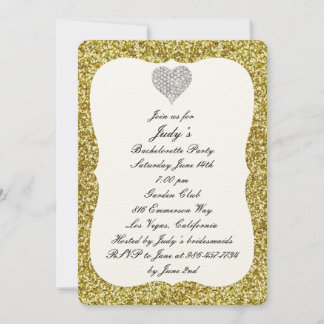 Invitación Fiesta de la Bachelorette del Corazón del Diamante