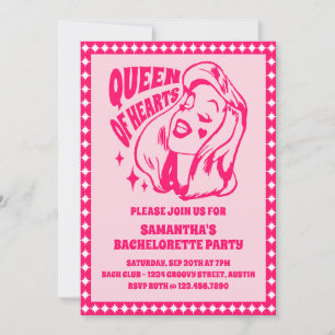 Invitación Fiesta de la Bachelorette rosa de la Reina de los