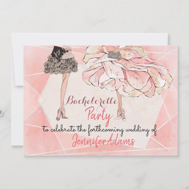 Invitación Fiesta de la bachillerato glamourosas vestidos con (Anverso)