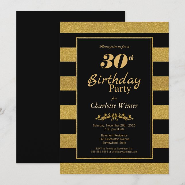Invitación Fiesta de la Banda de Oro 30 cumpleaños (Anverso / Reverso)