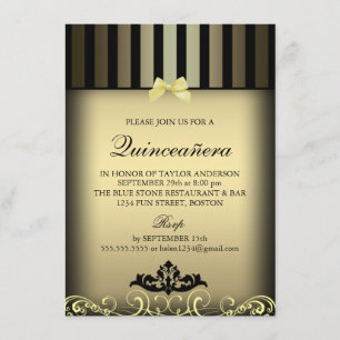 Invitación Fiesta de la banda elegante de oro Quin