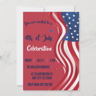 Invitación Fiesta de la bandera americana roja, blanca y azul
