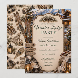 Invitación Fiesta de la Cabaña de Invierno Dieciséis