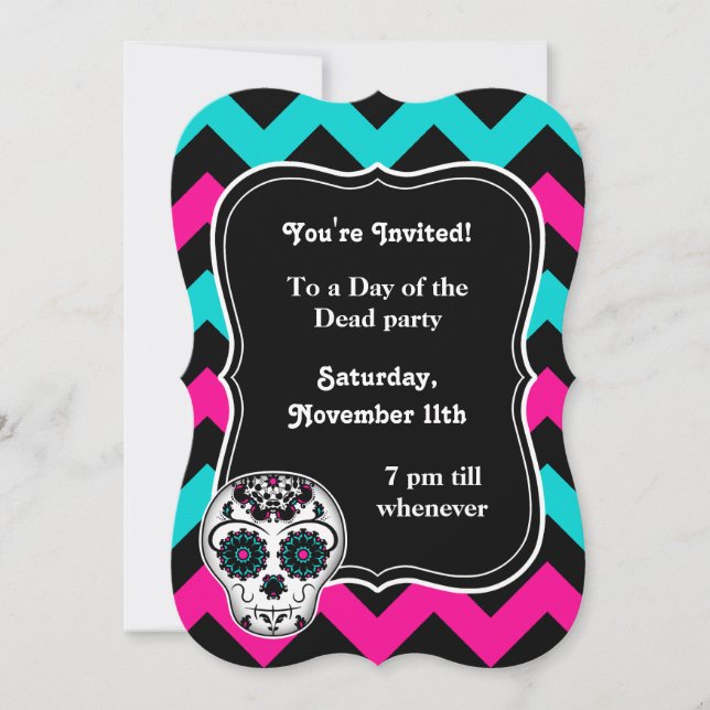 Invitación Fiesta de la cadena del cráneo del azúcar (Anverso)