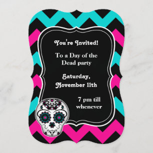 Invitación Fiesta de la cadena del cráneo del azúcar