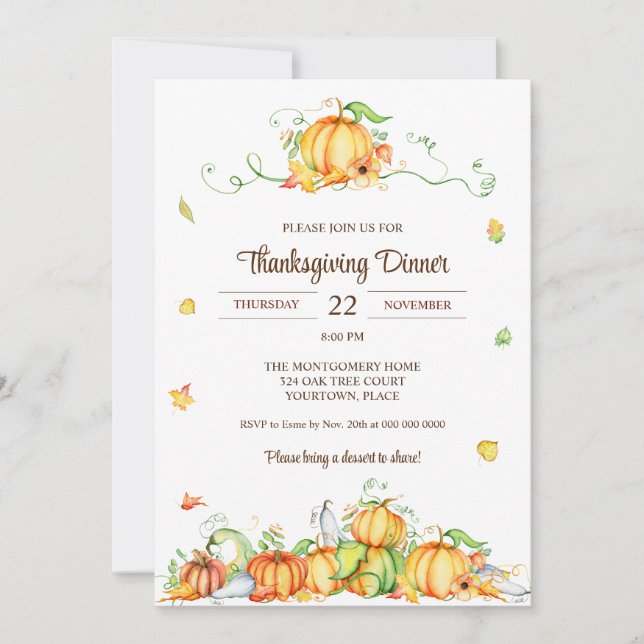 Invitación Fiesta de la Calabaza de Calabaza de Agua de Acció (Anverso)