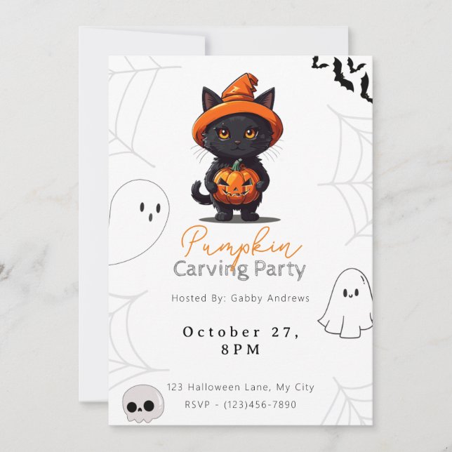 Invitación Fiesta de la calabaza de calabaza de linterna Jack (Anverso)
