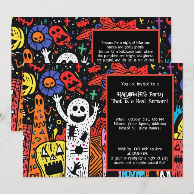 Invitación Fiesta de la Calabaza de Halloween (Anverso / Reverso)