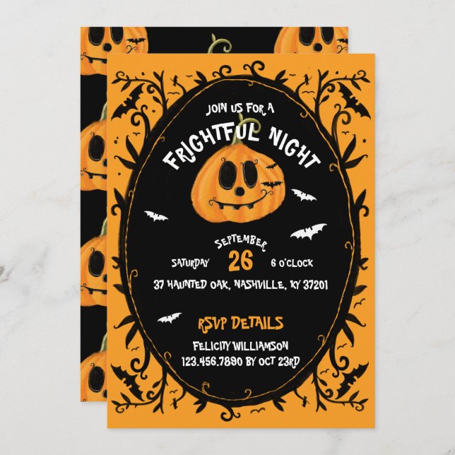 Invitación Fiesta de la calabaza de la calabaza de Halloween  (Anverso / Reverso)