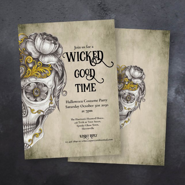 Invitación Fiesta de la Calavera Mexicana de Halloween (Subido por el creador)