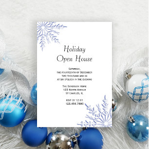 Invitación Fiesta de la Casa Abierta Blue Winowflake Holiday