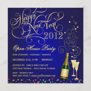 Invitación Fiesta de la Casa Abierta de Año Nuevo - Azul de m