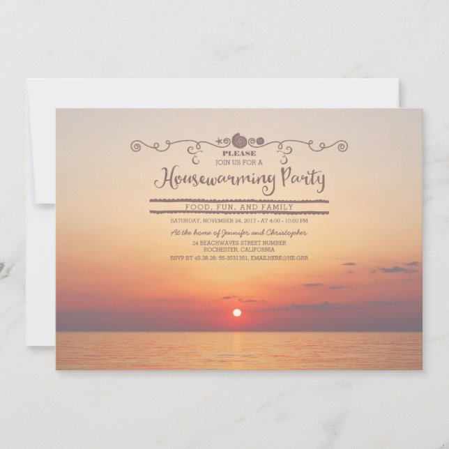 Invitación Fiesta de la Casa de Amanecer de la Playa (Anverso)