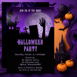 Invitación Fiesta de la Casa Embrujada de Halloween Luna Mora