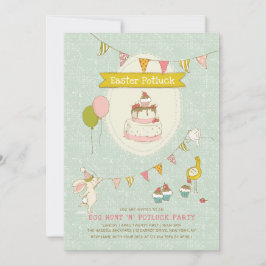 Invitación Fiesta de la caza de huevos de la Pascua Potluck