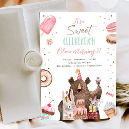 Invitación Fiesta de la celebración de dulces Chica de animal