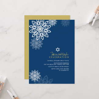 Invitación Fiesta de la celebración de Hanukkah con copas de 